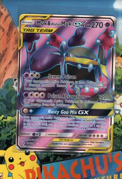 Pokemon TCG Muk & Alolan Muk GX 196/214 Full Art Ultra Rare Tag Team NM/M - Image 1