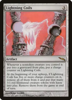 MTG Magic the Gathering Lightning Coils (198/306) Mirrodin Portuguese MP - Image 1