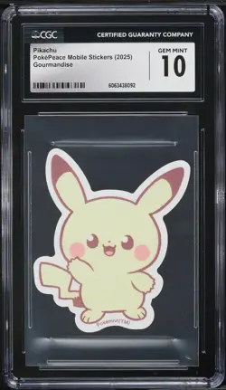 2025 Pokemon Japanese PokePeace Mobile Stickers Pikachu CGC 10 GEM MINT - Image 1