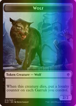 MTG Magic the Gathering Token - Wolf // Food (14/537) Throne of Eldraine LP FOIL - Image 1