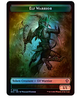 Elf Warrior Token (0004) // Plant Token (0005) - Foil Lorwyn Eclipsed MTG - Image 1