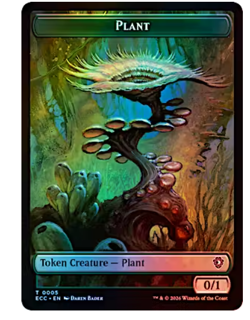 Elf Warrior Token (0004) // Plant Token (0005) - Foil Lorwyn Eclipsed MTG - Image 2