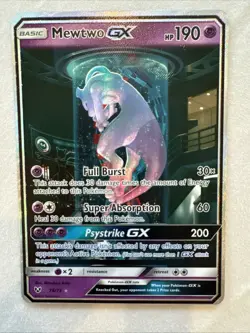 Pokemon Mewtwo GX Secret Rare 78/73 Shining Legends Holo Card HP 190 - Image 1