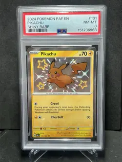 Pokemon Pikachu Paldean Fates Shiny Rare 131/091 PSA 8 - Image 1