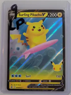 Surfing Pikachu V 008/025 Pokemon Celebrations Holo LP (9 of 9) - Image 3