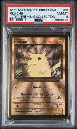 2021 POKEMON CELEBRATIONS ULTRA-PREM COLL #58 PIKACHU PSA 8 - Image 1