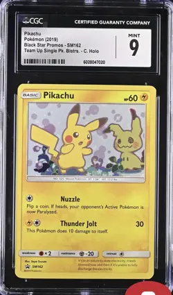 CGC 9 PIKACHU SM162 2019 POKEMON BLACK STAR PROMOS TEAM UP 1-PACK BLISTER Mint - Image 1