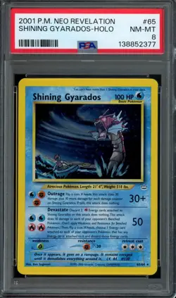 Pokemon Shining Gyarados Holo 2001 Neo Revelation Unlimited #65 PSA 8 NM-MT - Image 1