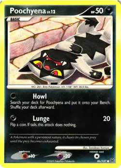 Pokemon TCG Poochyena 86/127 Platinum Common Regular LP - Image 1