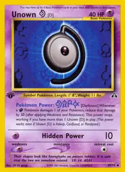 Pokemon Unown [D] (47/75) Neo Discovery 1ED LP - Image 1