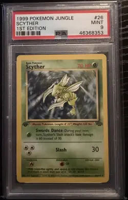 1999 POKEMON JUNGLE 1ST EDITION #26 SCYTHER PSA 9 - Image 1