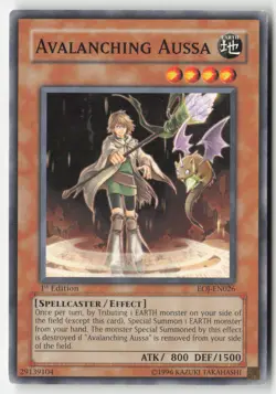 Yugioh - Avalanching Aussa EOJ-EN026 1st Edition - Enemy of Justice - Image 1