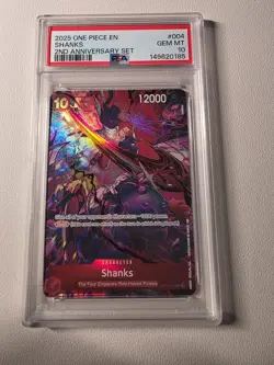 2025 ONE PIECE ENGLISH VERSION 2ND ANNIVERSARY SET #004 SHANKS PSA 10 - Image 1
