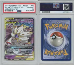 2019 POKEMON SUN & MOON COSMIC ECLIPSE #75 SOLGALEO & LUNALA GX PSA 10 - Image 3