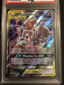 2019 POKEMON PARTNERSHIP TAG TEAM TINS MEWTWO & MEW GX #SM191 FULL ART PSA 9🔥💥 - Image 2