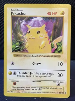 Pikachu 058/102 - Pokemon TCG Base Set Shadowless Yellow Cheeks - LP - Image 1
