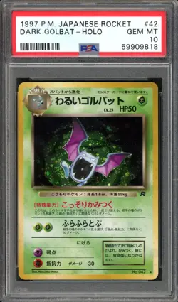 SWIRL Dark Golbat Pokemon 1997 Holo Rocket Japanese 042 PSA 10 - Image 1