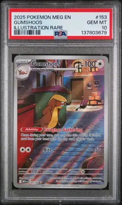 2025 POKEMON MEG EN-MEGA EVOLUTION ILLUSTRATION RARE #153 GUMSHOOS PSA 10 - Image 1
