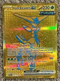 Iron Leaves EX Hyper Rare Pokemon Prismatic Evolutions 176/131 GOLD Glitter 🔥 - Image 1