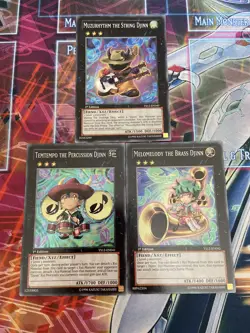 Yu-Gi-Oh Super Rare Muzurhythm Temtempo Melomelody Djinn 1st Edition YS12 Set - Image 1
