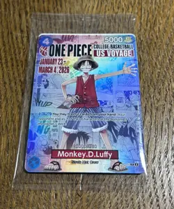 One Piece Monkey D. Luffy US Voyage College Card Gonzaga SEALED, IN HAND - Image 1