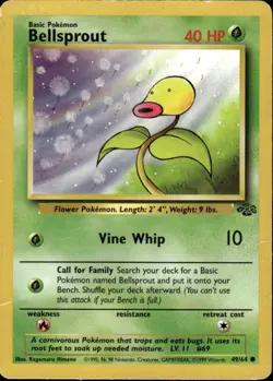 Bellsprout Common Jungle 49/64 Grass Unlimited Pokemon Card - Image 1