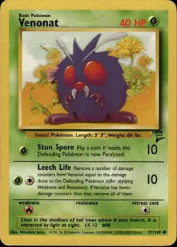 Venonat Common Base Set 2 097/130 Grass Normal Pokemon Card - Image 1