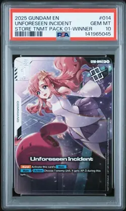 2025 Gundam Card Game Unforeseen Incident Winner 014 PSA 10 Gem Mint - Image 1