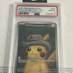 Pokemon Pikachu with Grey Felt Hat Van Gogh Promo SVP EN 085 PSA 8 REGRADEU - Image 3