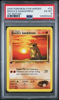 Pokemon TCG Brock'S Sandshrew Pokemon Gym Heroes 72 PSA 6 - Image 1