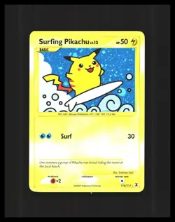 Surfing Pikachu Pokemon Rising Rivals 114/111 SECRET RARE HOLO MP - Image 1