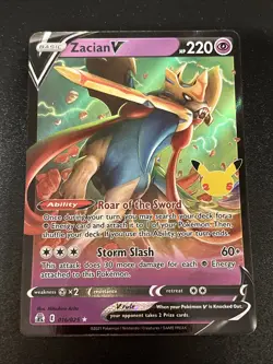 Pokemon TCG Zacian V Celebrations 016/025 Holo Ultra Rare (16:3) - Image 1