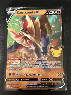 Pokemon TCG Zamazenta V Celebrations 018/025 Holo Ultra Rare (16:7) - Image 1