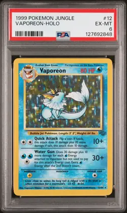 1999 POKEMON JUNGLE #12 VAPOREON-HOLO PSA 6 - Image 1