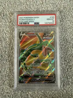 Pokemon TVG PSA 10 Rayquaza V Evolving Skies Full Art 193/203 - Image 1