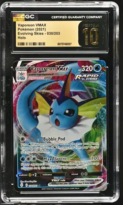 VAPOREON VMAX Evolving Skies Holo Rare #030 CGC Pristine 10 Pokemon - Image 1