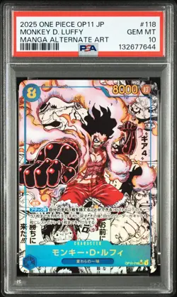 One Piece Japanese Monkey D. Luffy OP11-118 Manga Alternate Art PSA 10 - Image 1