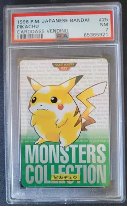 PSA 7 Pikachu #25 1996 Japanese Bandai Cardass Vending Green Pokemon TCG Card - Image 1