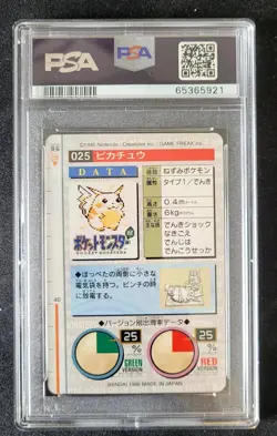 PSA 7 Pikachu #25 1996 Japanese Bandai Cardass Vending Green Pokemon TCG Card - Image 2