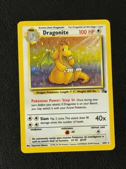 Dragonite 4/62 Fossil Holo Pokemon Card Vintage WOTC ! Excellent NM - Image 1