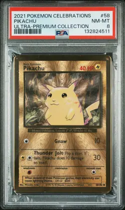 2021 POKEMON CELEBRATIONS ULTRA-PREM COLL #58 PIKACHU PSA 8 - Image 1