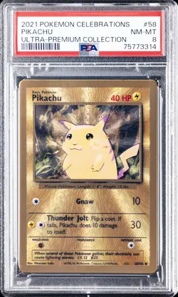 2021 POKEMON CELEBRATIONS ULTRA-PREM COLL #58 PIKACHU PSA 8 - Image 1