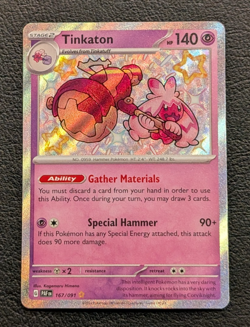 Tinkaton 167/091 Shiny Rare SV: Paldean Fates Pokemon TCG - NM - Image 1