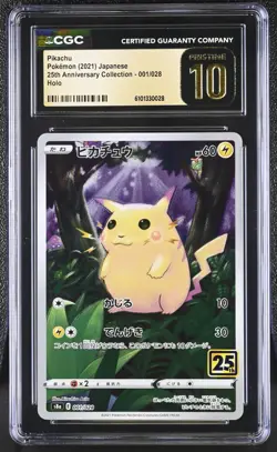 CGC Pristine 10 Japanese Pokemon Pikachu 001/028 S8a 25th Anniversary Collection - Image 1