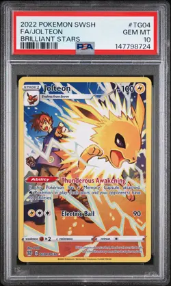 2022 POKEMON SWORD & SHIELD BRILLIANT STARS #TG04 FULL ART/JOLTEON PSA 10 - Image 1