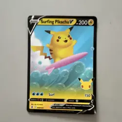 Pokemon TCG Surfing Pikachu V 008/025 Celebrations Ultra Rare Holo Basic 200 HP - Image 1