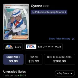 Cyrano Full Art, Pokemon Near Mint, Surging Sparks, Ultra Rare, 230/191 - Image 4