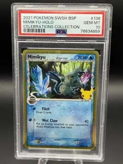 2021 POKEMON SWSH PROMO CELEBRATIONS COLLECTION #136 MIMIKYU-HOLO PSA 10 - Image 1