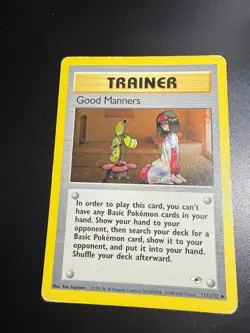 GOOD MANNERS 111/132 UNCOMMON GYM HEROES POKEMON HEAVILY PLAYED - Image 1