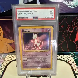 1999 POKEMON BASE SET UNLIMITED #10 MEWTWO-HOLO PSA 7 - Image 1